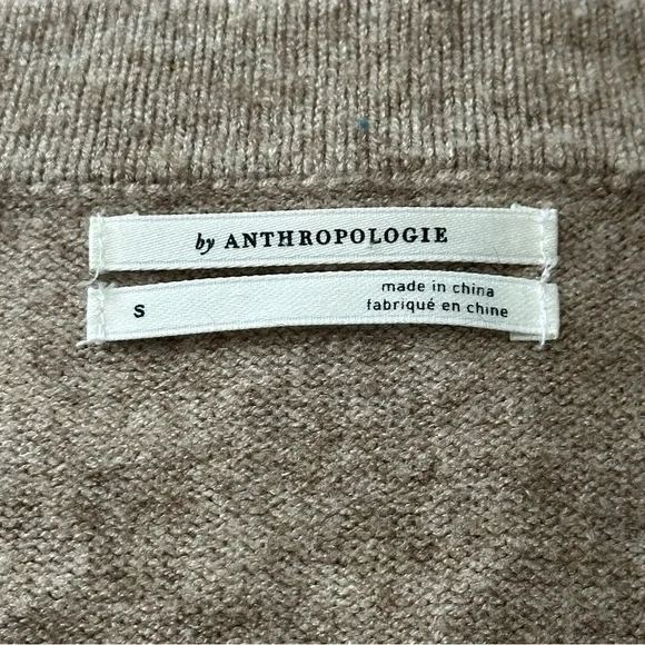 Anthropologie Women’s Size S Tan Button Henley V-Neck Viscose Blend Knit Sweater - Picture 8 of 11